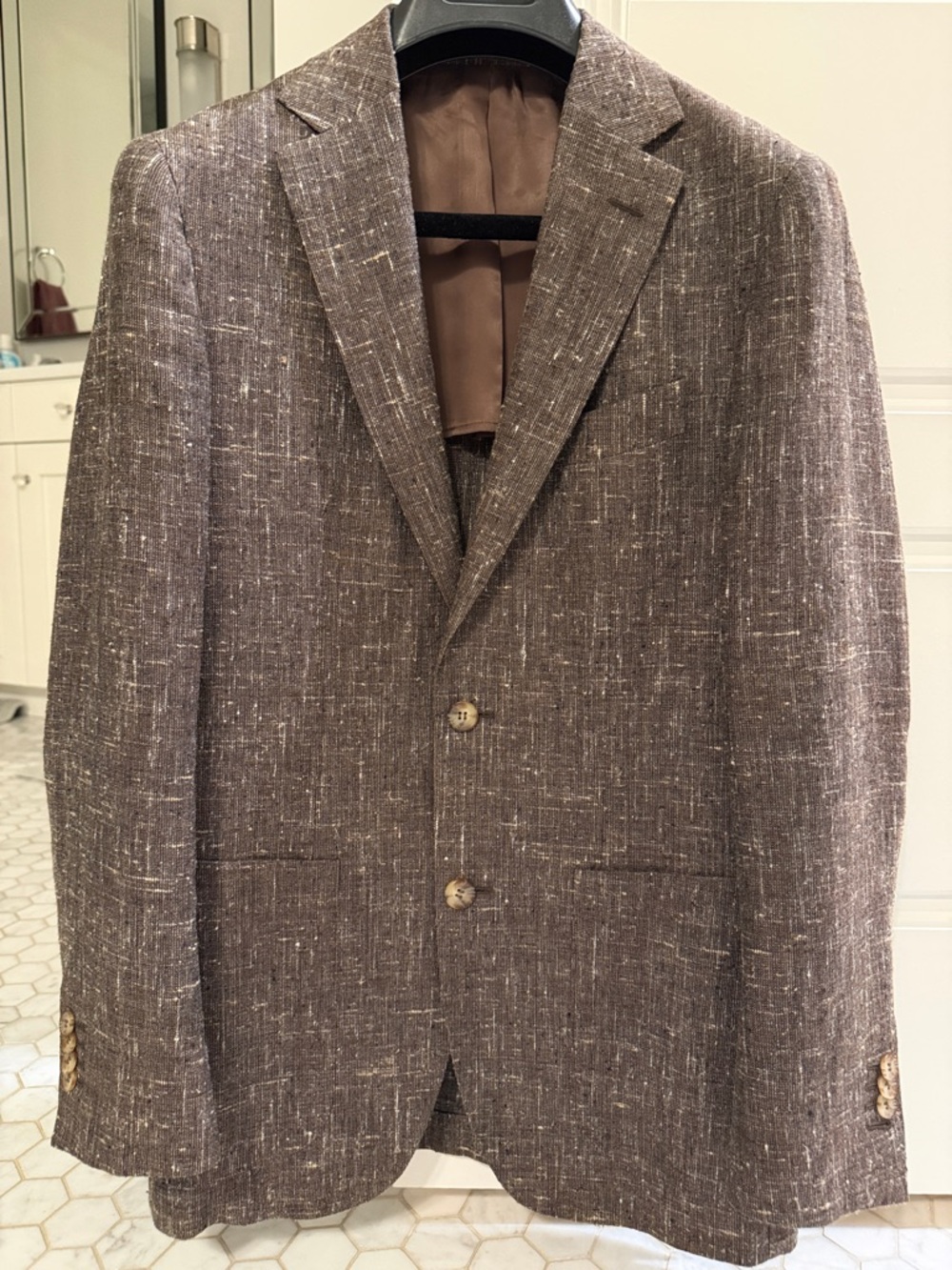 Suitsupply Brown Textured Men's Blazer - Classic Two-Button Jacket 36R